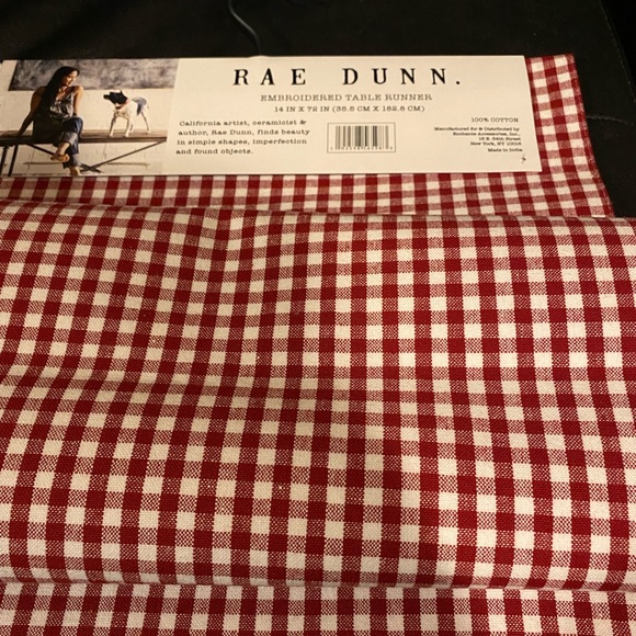 New Rae Dunn Valentines Table Runner Be Mine 14"x72" ginham Red checked bundle! - Picture 2 of 3
